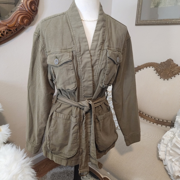 Free People Olive Green Cargo Jacket - Picture 3 of 11
